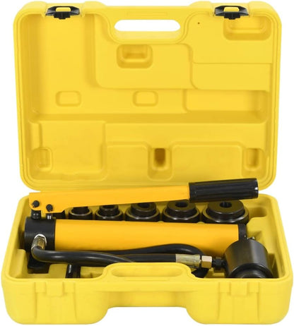 Hydraulische Pons- En Krimptang – Krimptang Set – Pons Tang – Metaalbewerking Tang – Staal Pons Gereedschap – Hoogwaardig Staal – Met 6 Adapters en Draagkoffer