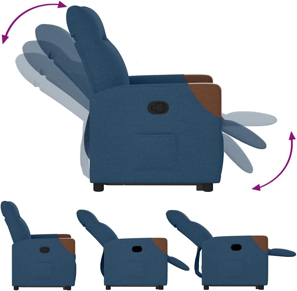 Relaxstoel Met Opstahulp – Elektrische Relaxstoel – TV-Stoel – Ligstoel – Stoel Voor Woonkamer – Verstelbare Ligfunctie – Comfortabele Blauwe Stof