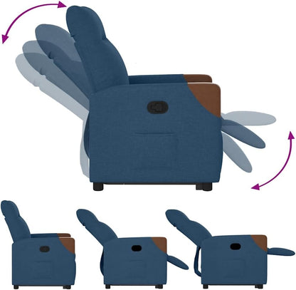Relaxstoel Met Opstahulp – Elektrische Relaxstoel – TV-Stoel – Ligstoel – Stoel Voor Woonkamer – Verstelbare Ligfunctie – Comfortabele Blauwe Stof