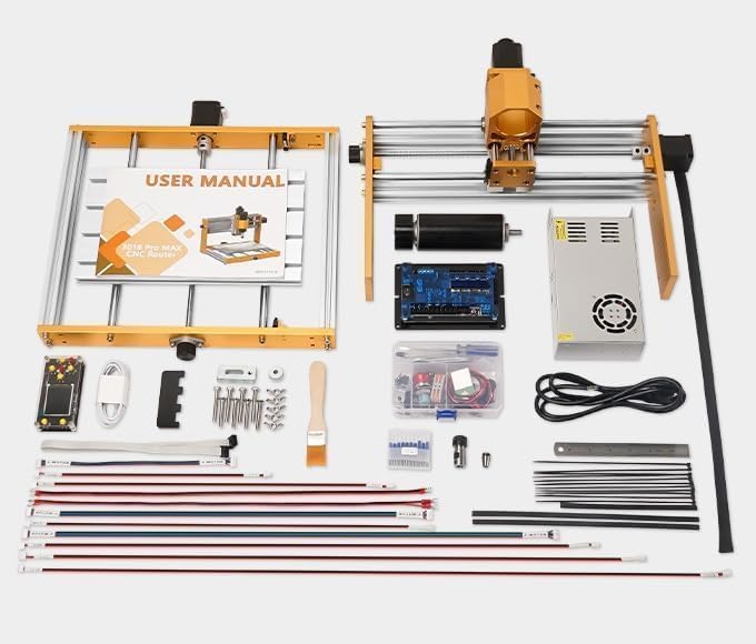 LUNYEE Volledig metalen 500W CNC-Freesmachine, 3018 PRO MAX CNC-machine, 3-assige eindschakelaars en noodstop, met GRBL offline besturing voor het zagen van hout acryl MDF-kunststof