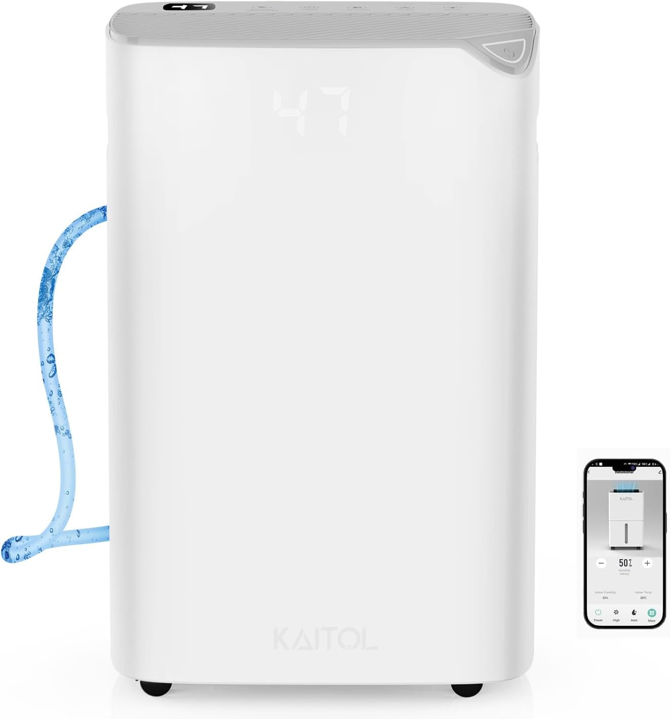 Luchtontvochtiger 25 l/24 uur, afmetingen ruimte ca. 240 m³ (80 m²), geschikt voor app, luchtontvochtiger met digitaal display, timer, ontvochtigen, drogen, slaapmodus, ontdooien, luchtreiniging