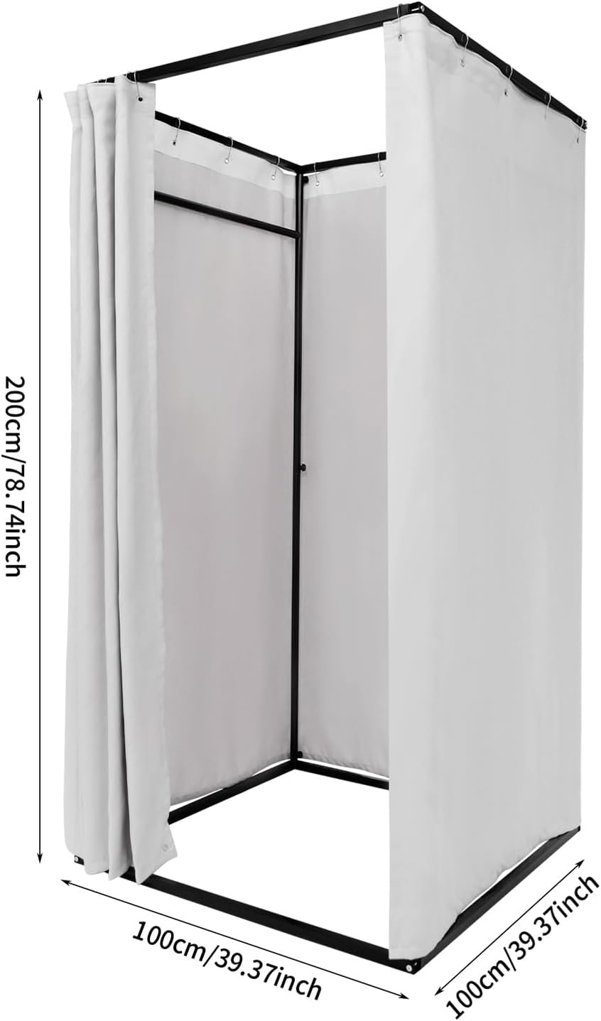 OUKANING Mobile Dressing Cabin, Freestanding, 100 x 100 x 200 cm, Portable Floor Standing Dressing Room, Privacy Screen for Clothing Shopping Malls, Office, Garden, Outdoor, Grey - QUORE