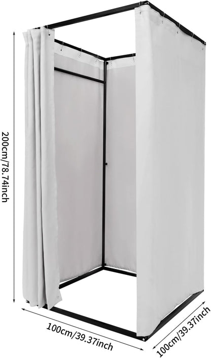 OUKANING Mobile Dressing Cabin, Freestanding, 100 x 100 x 200 cm, Portable Floor Standing Dressing Room, Privacy Screen for Clothing Shopping Malls, Office, Garden, Outdoor, Grey - QUORE