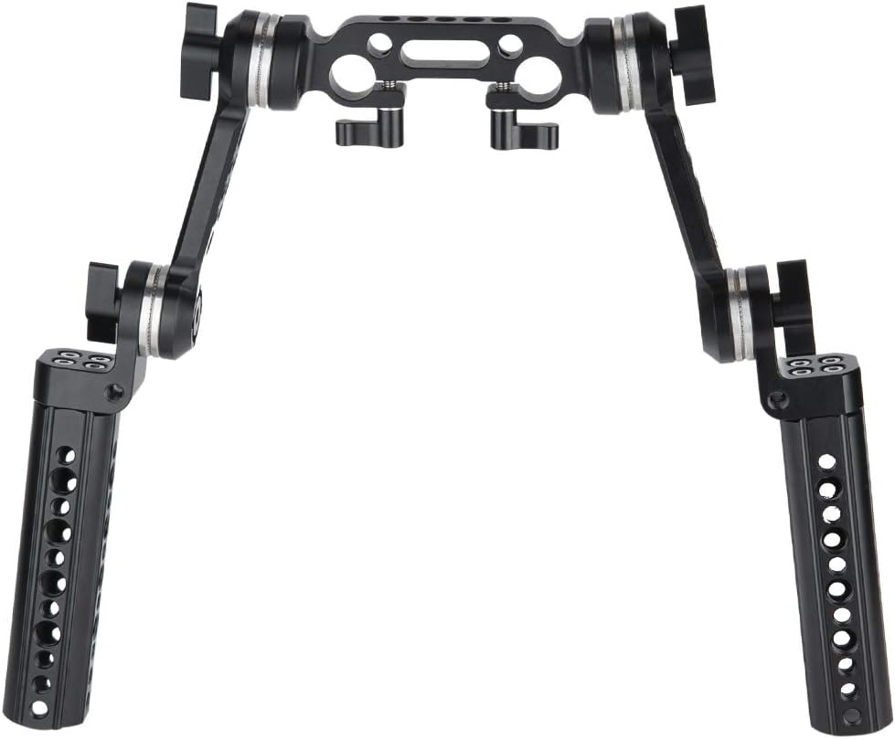 Rozet handgreep kit – Camera handgreep – Camera rig handvat – Schouderrig handvat – Grip voor videorig – Met verlengarm en 15 mm staafklem – 145 mm handgreep van aluminiumlegering