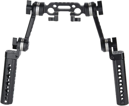 Rozet handgreep kit – Camera handgreep – Camera rig handvat – Schouderrig handvat – Grip voor videorig – Met verlengarm en 15 mm staafklem – 145 mm handgreep van aluminiumlegering