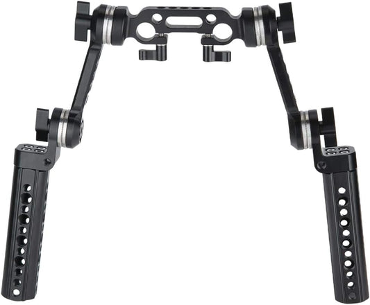 Rozet handgreep kit – Camera handgreep – Camera rig handvat – Schouderrig handvat – Grip voor videorig – Met verlengarm en 15 mm staafklem – 145 mm handgreep van aluminiumlegering
