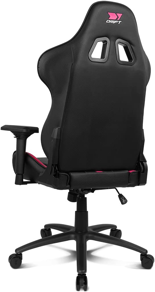 DRIFT Gaming Chair DR350 -DR350BP - Professionele Gaming Chair, kunstleder, 4D armleggers, geruisloze wielen, klasse 4 zuiger, kantelbaar, lende/cervicaal kussen, kleur zwart/roze