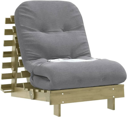 Futon Sofa Bed with Mattress 70 x 206 x 11 cm Pine Wood Impregnated for Bedroom and Living Room - QUORE