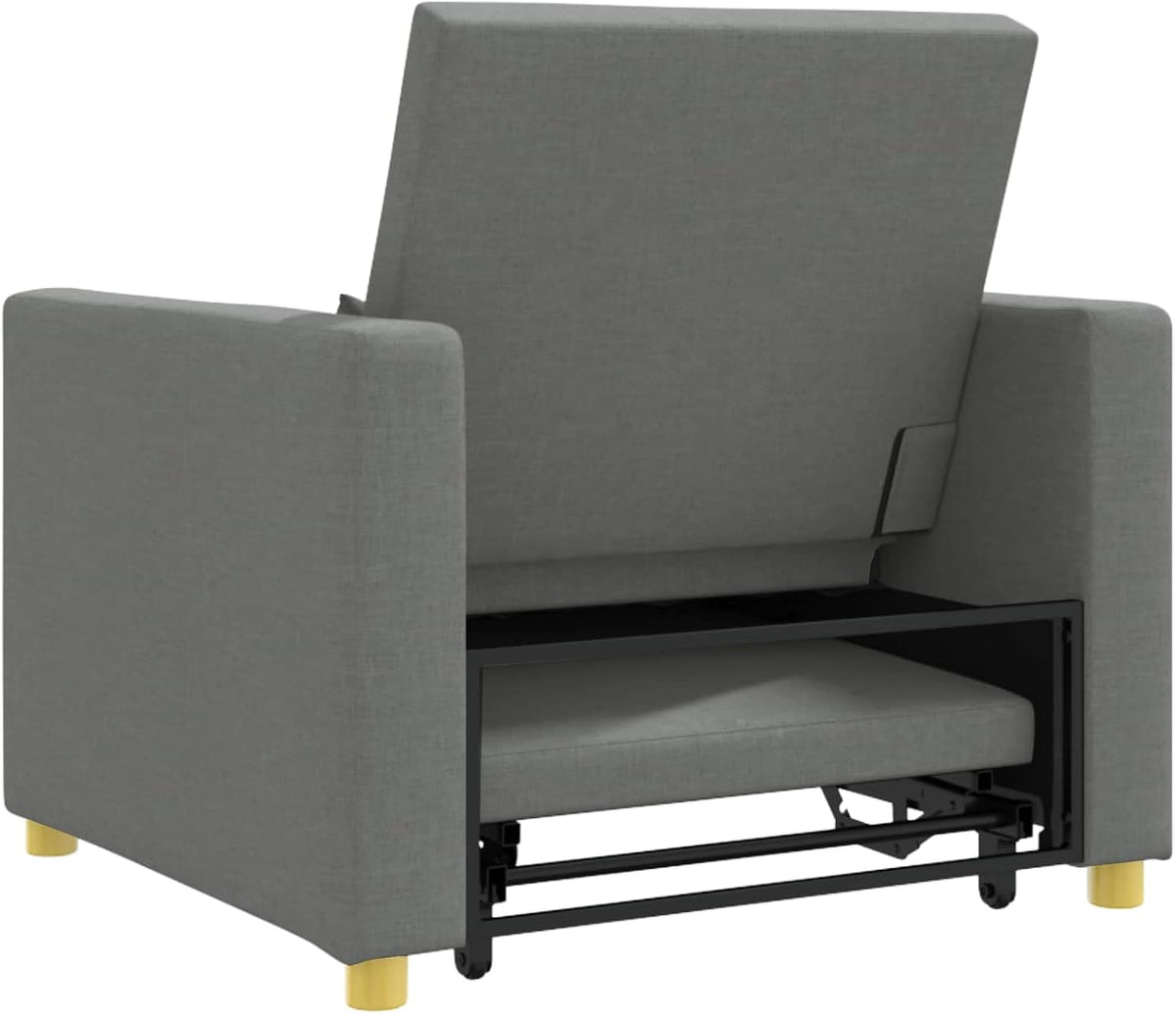 Uitschuifbare slaapbank, eenpersoons, donkergrijs, 90 x 165 x 87 cm, Scandinavische stijl, stoel voor woonkamer, slaapkamer, werkkamer, logeerkamer - QUORE