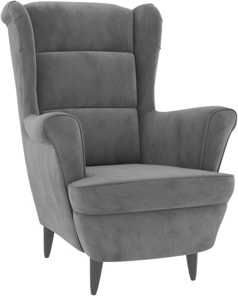 Fluwelen Fauteuil, Woonkamerfauteuil, Fluwelen Relaxfauteuil met Hoge Rugleuning, Loungestoel, Gestoffeerde Fauteuil voor Woonkamer, Slaapkamer, Studeerkamer, Logeerkamer (Lichtgrijs #10)