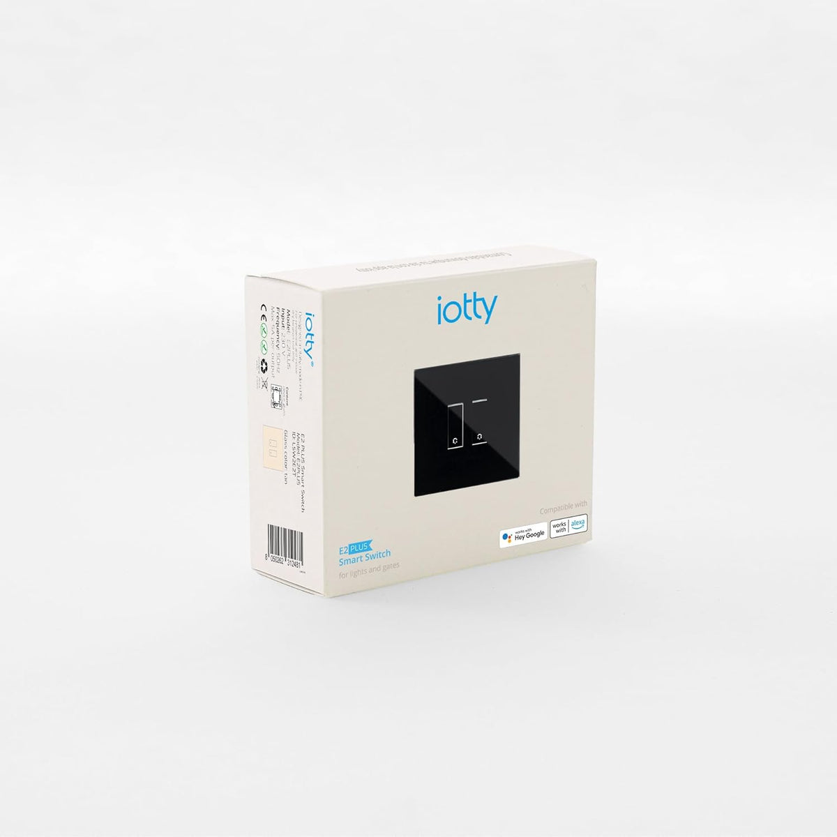 iotty E2 PLUS Wi-Fi slimme schakelaar voor lampen en deuren, compatibel met Google Home, Alexa en Siri, IOS en Android app, verlicht glaspaneel, temperatuur- en helderheidssensoren