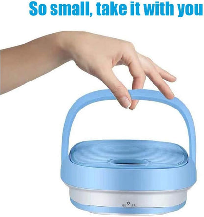 Mini Foldable Washing Machine, Portable Turbo Washing Machine, With Foldable Bath Compact Ultrasonic Turbine Washer for Travel Camping Home Apartment RV,Cyan,sterilizable - QUORE