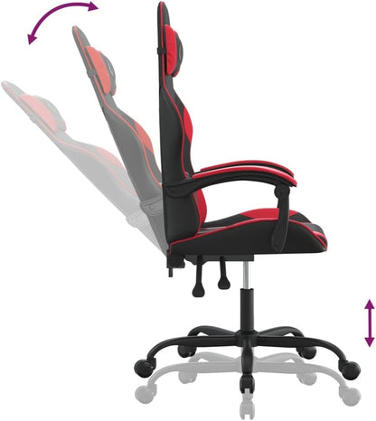 Gamingstoel – Gamestoel – Bureaustoel – Gamerstoelen – Kunstleren Zwarte Rode Stoel – Verstelbare Rugleuning – 360 Graden Draaibaar