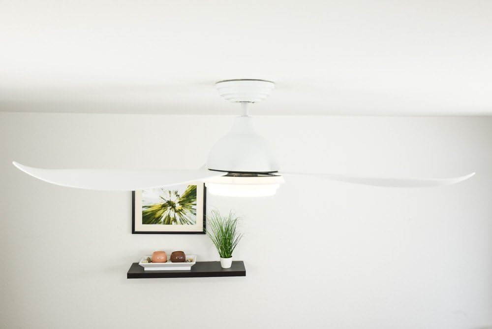 moderne design Plafondventilator Pepeo Raja met dimbare LED-verlichting en afstandsbediening - 122cm - Wit - Energiezuinige stille DC Motor - 3 lichtkleuren - Omkeerbare winter- en zomerstand, timer