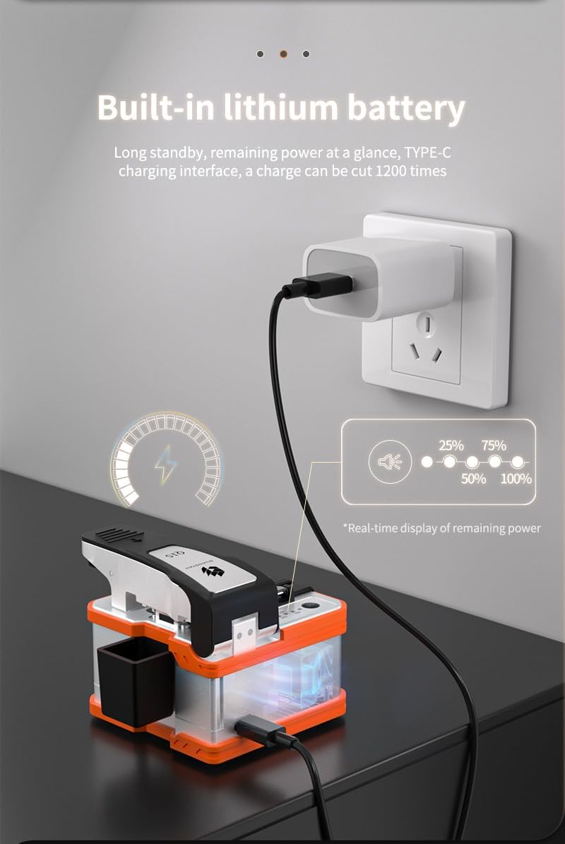 POMIACAM SHX-Q1S-DE Glasvezelsplitter, automatisch elektrisch apparaat, oplaadbare kabelsnijder, gelegeerd staal, hoge precisie