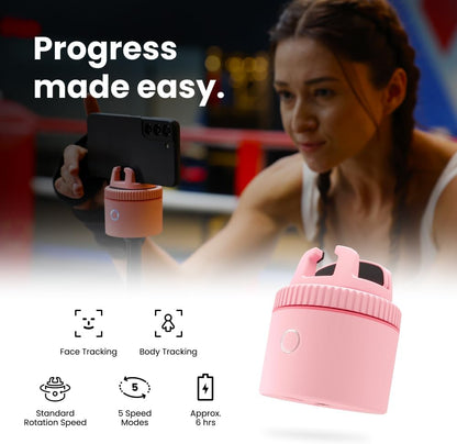 Pivo Pod Lite en houder voor smartphone met automatische sensor voor het volgen van bewegingen voor het maken van content Handsfree 360°- rotatie Video opnemen mobiele standaard - Roze
