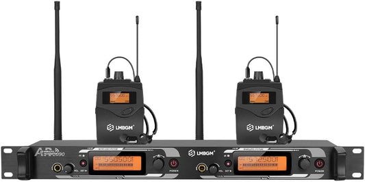 Draadloos Mono In-Ear Monitorsysteem – UHF In-Ear Monitor – In-Ear Monitorset – Draadloze Monitorset – Bodypack Ontvanger – 2 Kanalen, 2 Bodypacks – Ultralage Latentie <5 ms – Bereik Tot 165 Meter