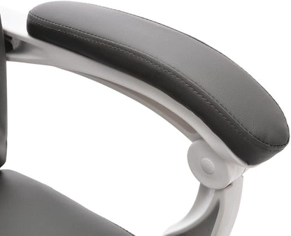 Ergonomische Bureaustoel – Kantoostoel – Werkstoel – Gamerstoel – Draaistoel – Massagefunctie – Verstelbare Kantelbare Rugleuning – Grijs Kunstleer – Nekkussen
