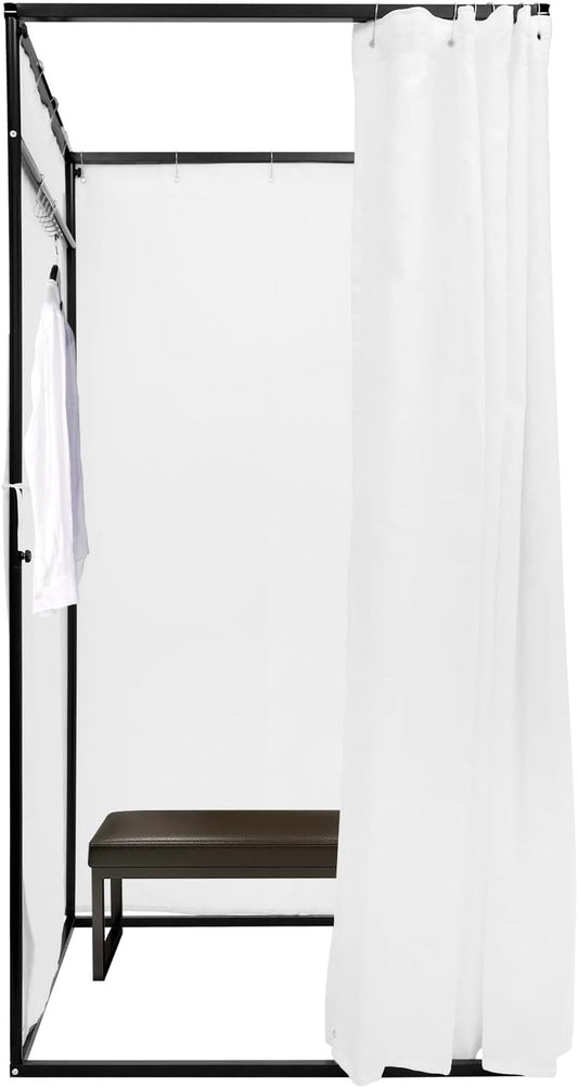 OUKANING Portable Dressing Cabin, 100 x 100 x 200 cm, Load Capacity 30-35 kg, Movable Dressing Room, Freestanding, Removable and Opaque, for 3-4 People, White - QUORE