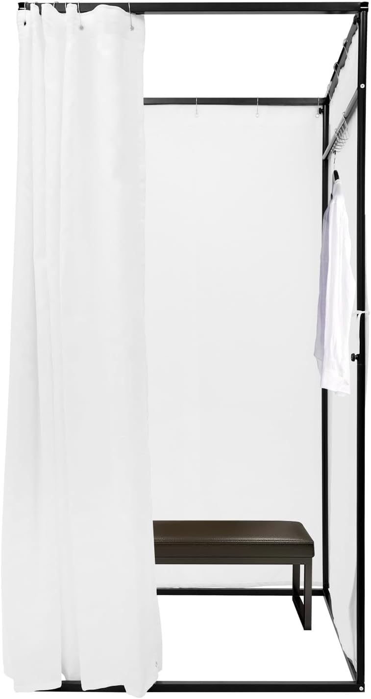 OUKANING Mobiele kleedcabine, vrijstaand, 100 x 100 x 200 cm, draagbaar vloerstaande kleedruimte, inkijkbescherming voor kledingwinkelcentra, kantoor, tuin, outdoor, wit - QUORE
