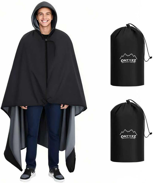 Picknickdeken, 150 x 200 cm, campingdeken, ultralicht, warm, outdoor deken, waterdichte slaapdeken met Crystal Velvet voering, draagbare slaapzak, winddichte poncho voor reizen, stadion, concerten