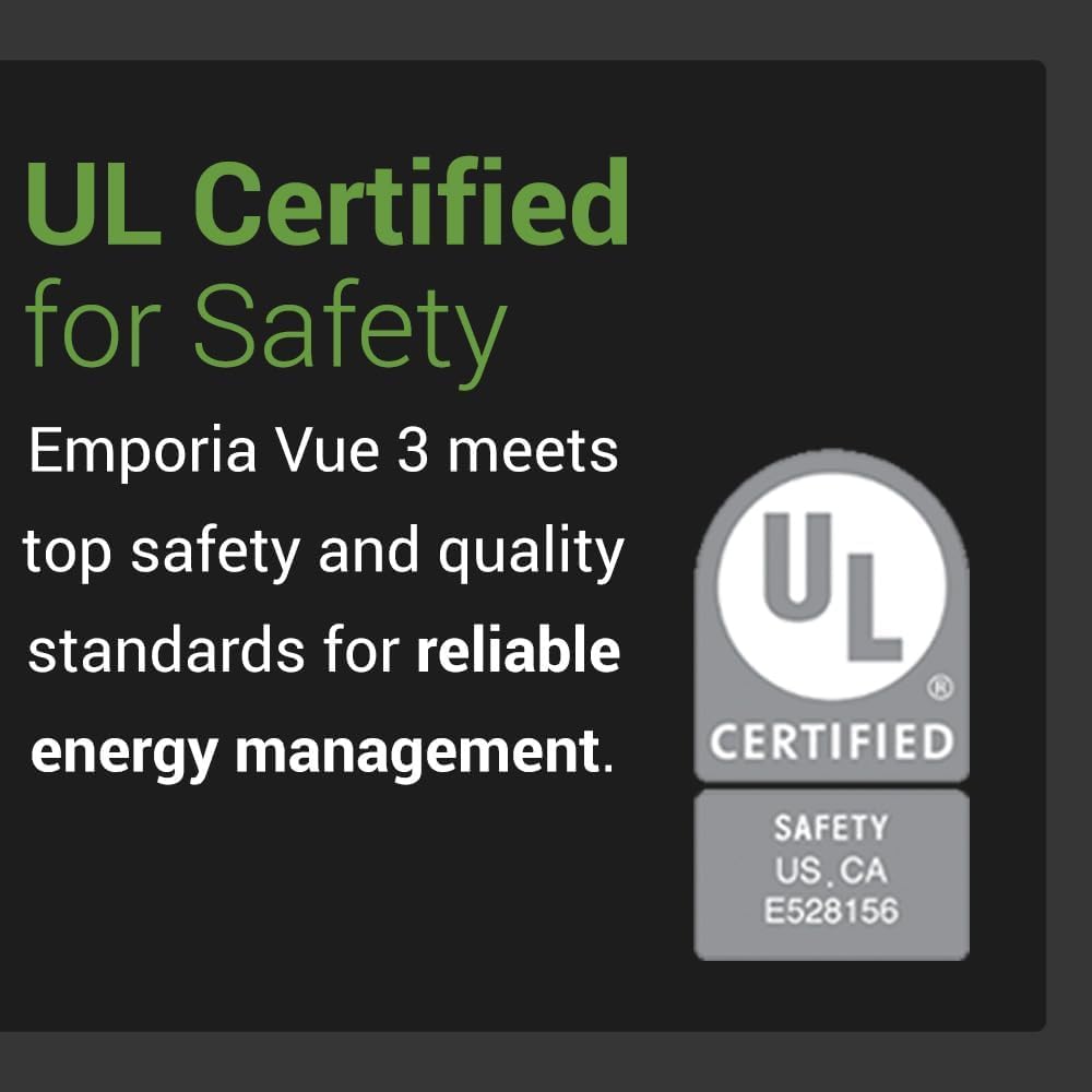 Emporia Vue 3 3-Fase Slimme Energiemonitor voor Thuis – Apparaat voor Woning- of Bedrijfsautomatisering met Real-Time Verbruik, Vermogensmeter, Zonne-energie en Netmetering