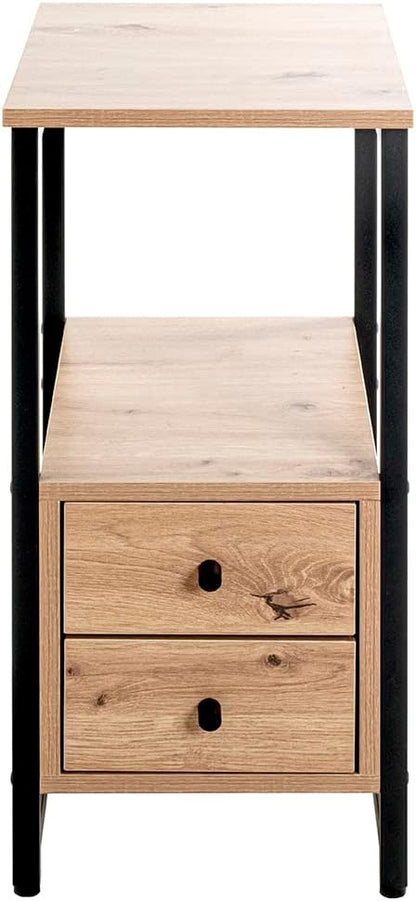 HAKU Bijzettafel eiken, zwart, Metaal, spaanplaat - Maat: B 30 cm x H 63 cm x D 40 cm, Stijl: Modern