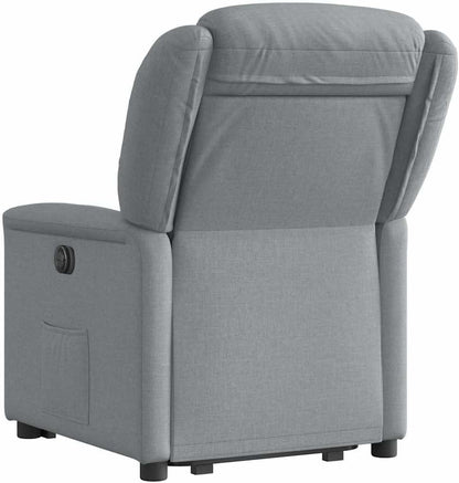 Relaxstoel Met Opstahulp – TV-Stoel – Ligstoel – Verstelbare Fauteuil – Comfortstoel – Elektrische Opstahulp – Handmatige Ligfunctie – Lichtgrijs Stof