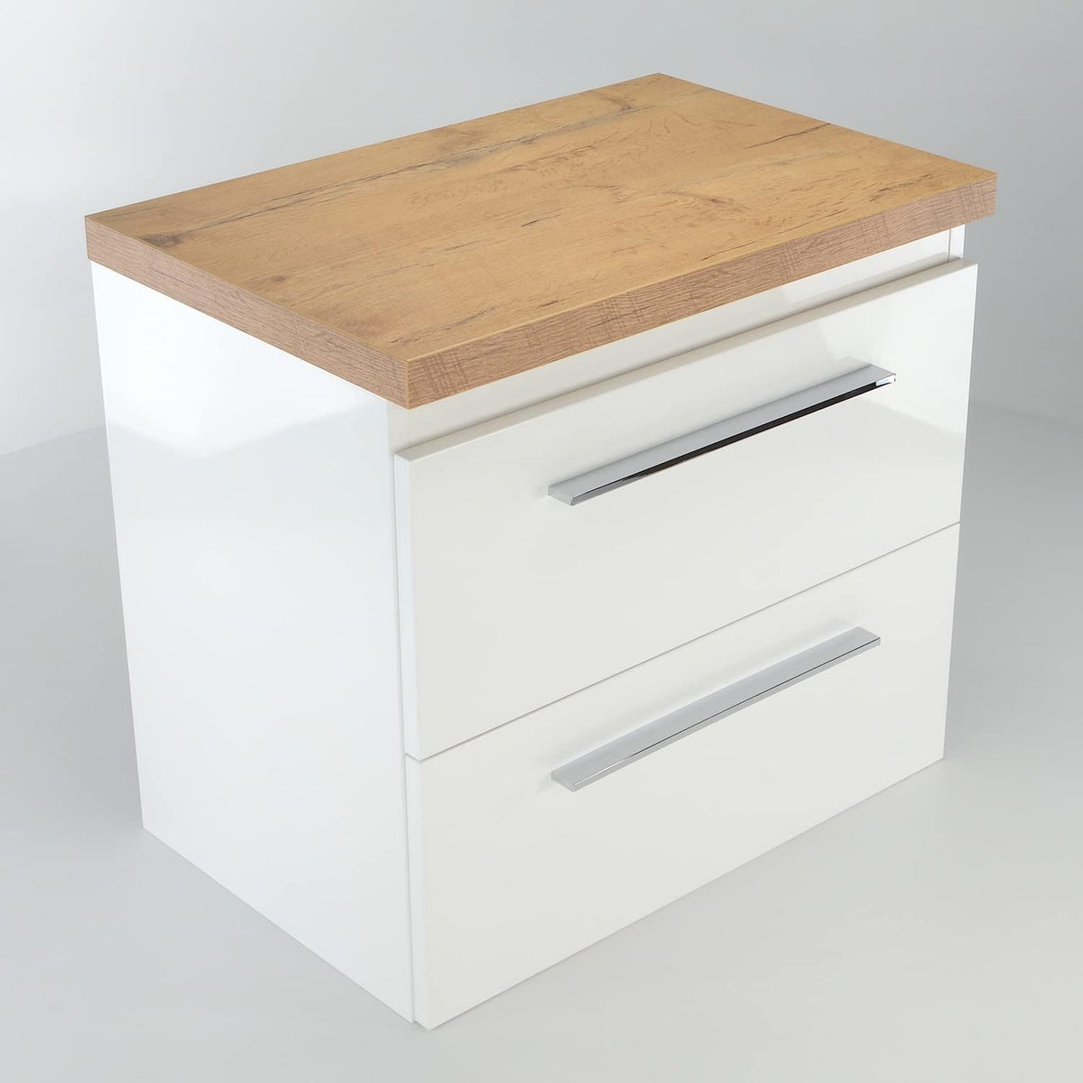 Washbasin console, washbasin, 80 x 40 x 3.5 cm (W x D x H) (oak look) - QUORE