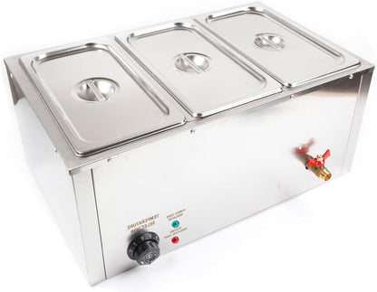 Bain Marie Electric Food Warmer Heat Holder Stainless Steel Hot Plate Buffet Warmer Chafing Dish with Food Container Water Bath Warmer Bain Marie 850W 220V DHL GN - QUORE
