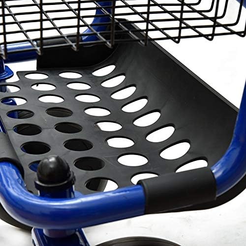 Rollator van staal, inklapbaar, blauw – rollator voor senioren met 4 wielen, zitting en remmen