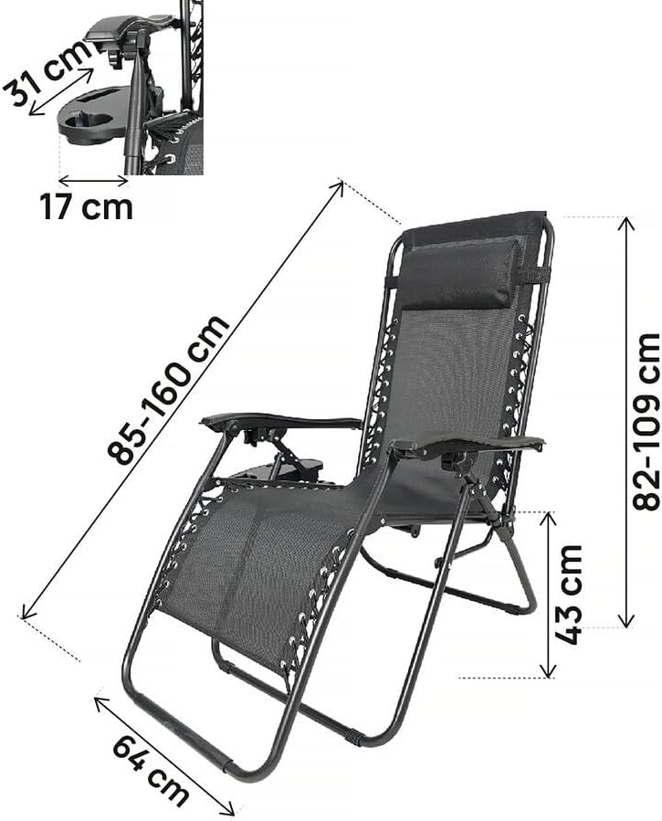 Tuinstoel Set 2 – Relaxstoel – Loungestoel – Tuinstoel – Verstelbare Tuinstoel – Zero Gravity Comfort – Stevig Stalen Frame – Opvouwbaar & Weerbestendig