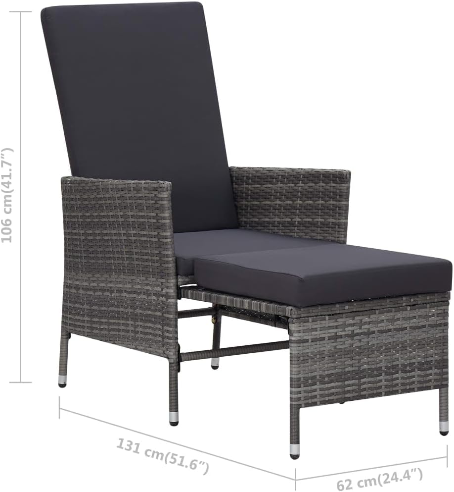 vidaXL 2-piece lounge set with cushions poly rattan grey - QUORE