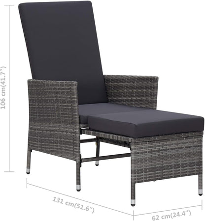 vidaXL 2-piece lounge set with cushions poly rattan grey - QUORE