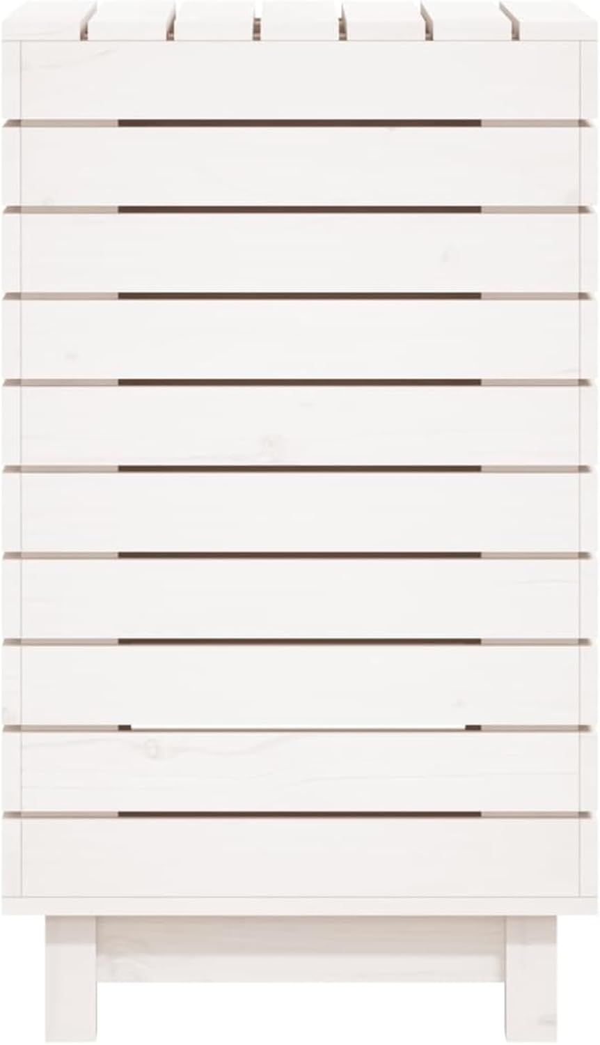 Wasmmand – Wasbak – Wascontainer – Mand Voor Wasgoed – Waskorf – Massief Dennenhout – Ruim Formaat 44x44x76 cm – Afdekbare Deksel & Wandmontage