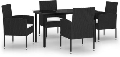 Gecheer Tuineetkamerset, 5-delig, zwart, 10# tafel voor buiten, terras, eetkamerstoelen voor buiten - QUORE