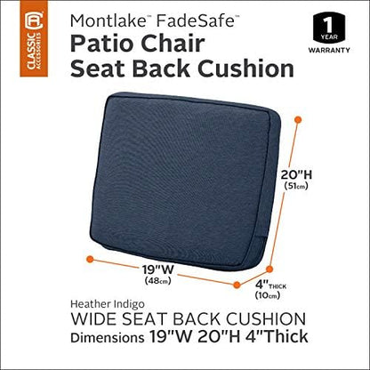 Classic Accessories Montlake FadeSafe Waterbestendig 47,5 x 50 x 10,5 cm Buitenstoelkussen, terrasstoelkussens, terrasstoelkussens, terraskussens