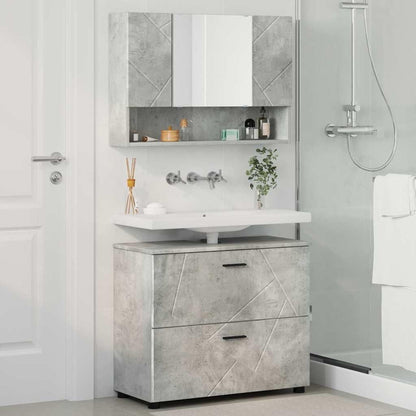 vidaXL Badkamermeubelset met lade 2 pcs Betongrijs 76,5 x 35 x 64 cm, - QUORE
