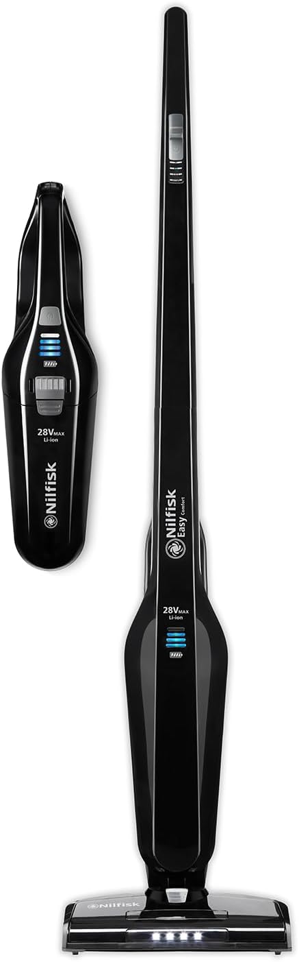 Nilfisk Easy 2-in-1 Steelstofzuiger – Snoerloze en Zakloze Stofzuiger – Steelstofzuiger en Kruimeldief, 28V – Zwart