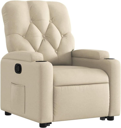 Model 3204719 Fauteuil met rugleuning, kantelbaar, crèmekleurig, van stof, meubelstuk voor woonkamer, fauteuil, relaxstoel, slaapkamerstoel, model 3204719 - QUORE
