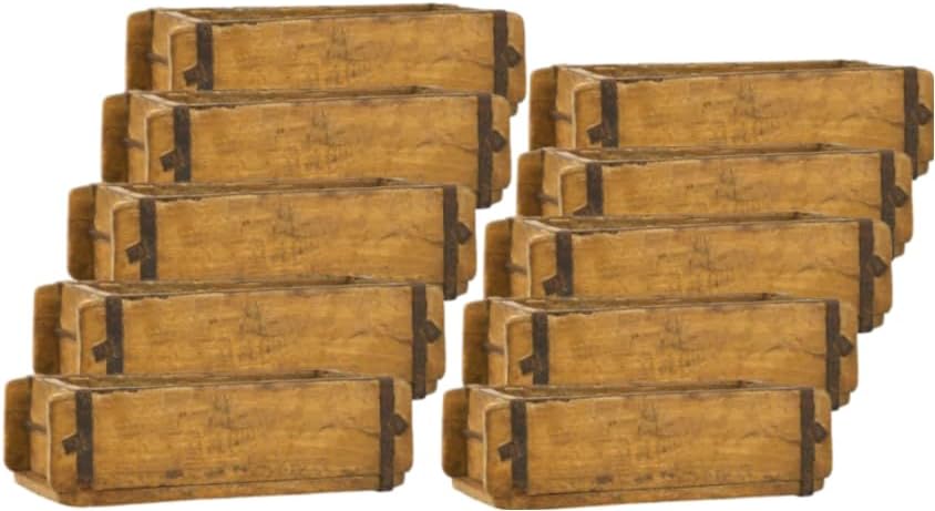 MC-Trend 10 stuks baksteenvorm van hout, rustieke houten kist om te beplanten, bloembak van oud hout, baksteenvorm met metalen beslag, elk stuk uniek, houten baksteenvorm