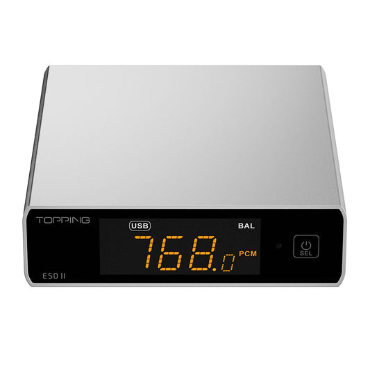 Topping E50II DAC Compacte Hi-Res audio-desktop met AK4497S, DSD512, PEQ 10-bands en Bluetooth LDAC voor hoofdtelefoon en luidsprekers, zilver