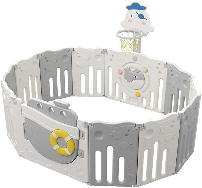 Ground Box/Baby Box 164x164cm – Foldable Playbox/Crawling Box – Large Baby Playpen with Double Sided Play Mat & 100 Balls – Safe, Sturdy & Portable - QUORE