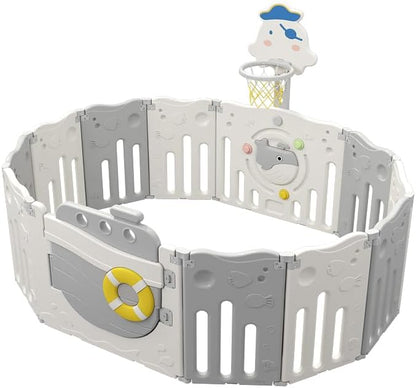 Ground Box/Baby Box 164x164cm – Foldable Playbox/Crawling Box – Large Baby Playpen with Double Sided Play Mat & 100 Balls – Safe, Sturdy & Portable - QUORE