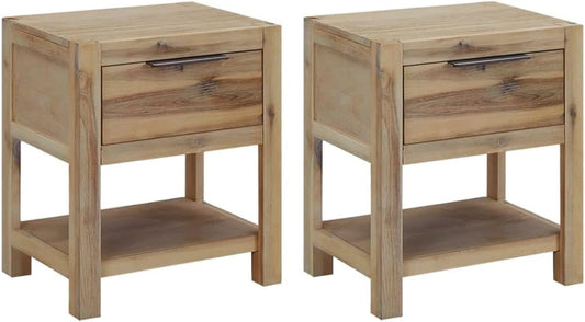 vidaXL Bedside tables with drawers 2 pcs 40x30x48 cm solid acacia wood - QUORE