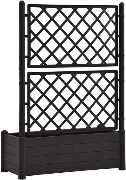 vidaXL Planter with trellis 100x43x142 cm PP anthracite - QUORE