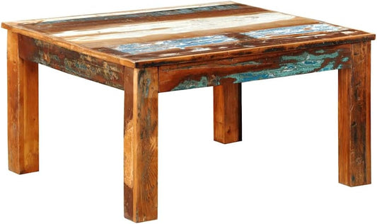 vidaXL Recycled Wooden Coffee Table Square Living Room Table Living Room Table