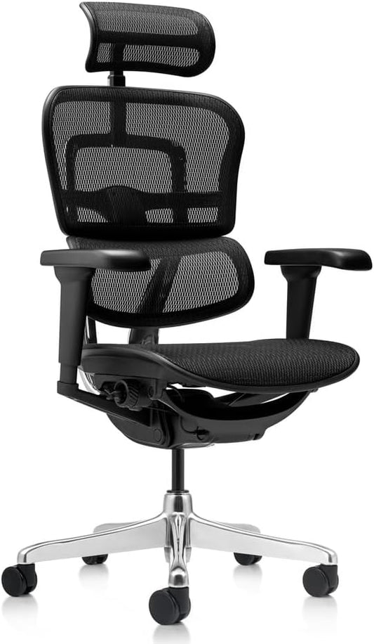 hjh OFFICE Ergonomische Ergohuman Ultra GEN2 Bureaustoel, origineel design, bureaustoel met flexibele lendensteun, netbespanning, zwart