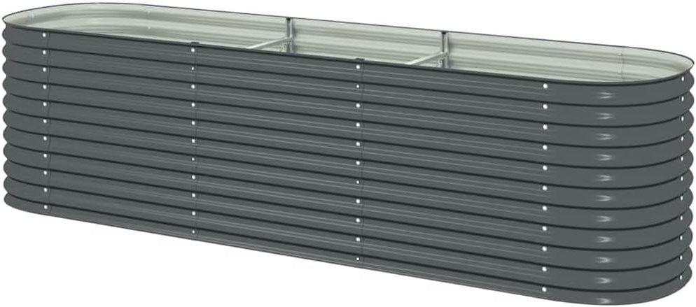 vidaXL Planter 320x80x81cm Galvanized Steel Silver Garden Container Flower Box - QUORE