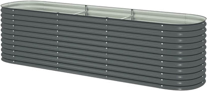 vidaXL Planter 320x80x81cm Galvanized Steel Silver Garden Container Flower Box - QUORE